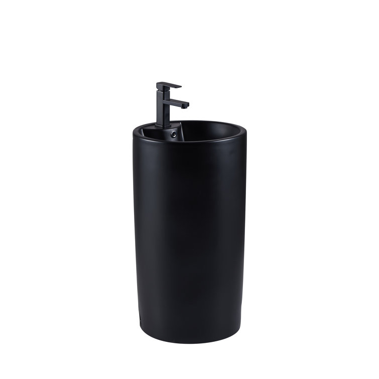 Costa 27" Tall Ceramic Circular Pedestal Bathroom Sink with Overflow