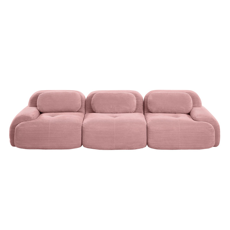 Canapés modulaires modernes en velours côtelé rose pour le salon