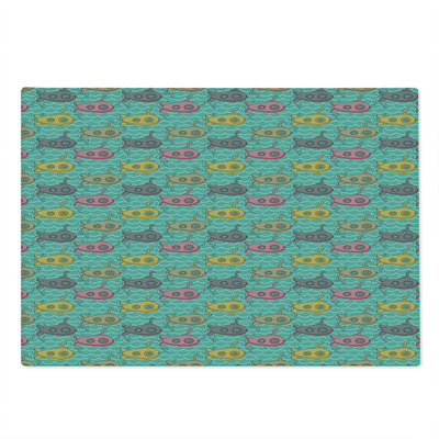 Ambesonne Submarine Cutting Board Large Size Cartoon Nautical Multicolor
