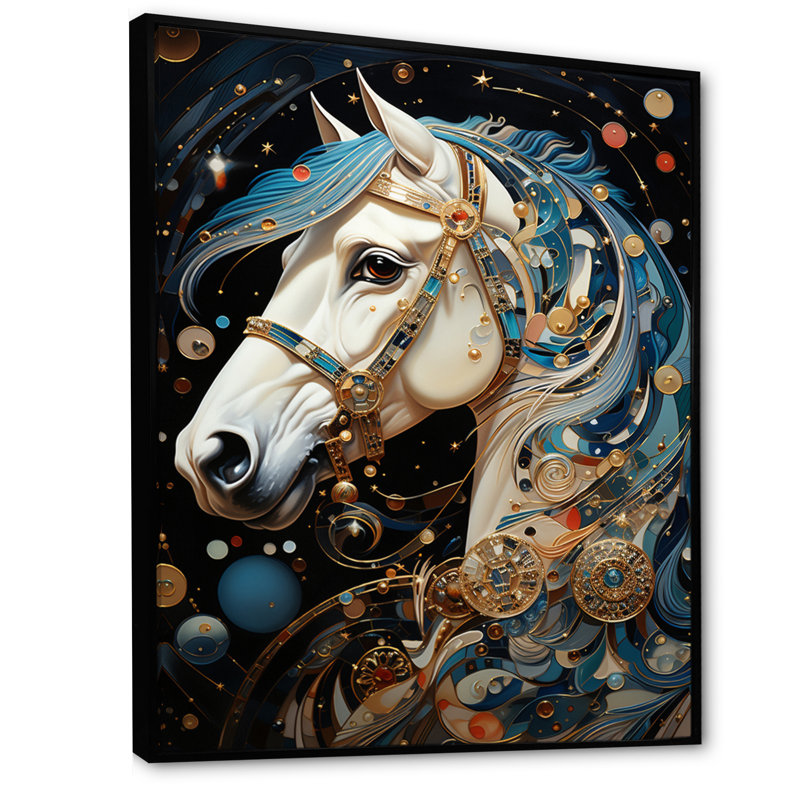 «Yohanna Carousel Whirling Wonder Pointillism II», reproduction sur toile, H 32 po x l 24 po x P 1 po, Cadre flottant noir
