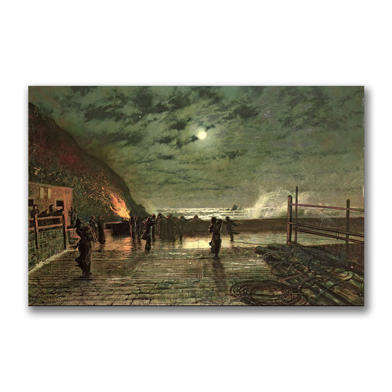 "In Peril" par John Atkinson Grimshaw, reproduction d'art sur toile tendue, H 30 po x l 47 po x P 2 po