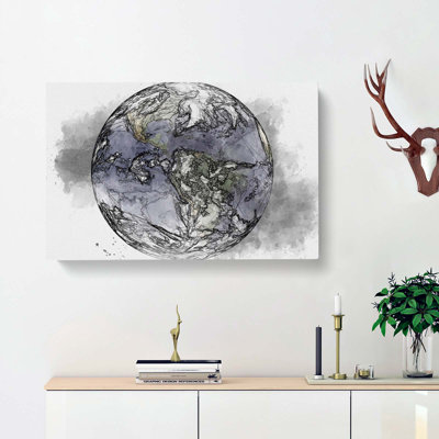Image of Earth in Abstract - Wrapped Canvas Drawing - Wrapped Canvas