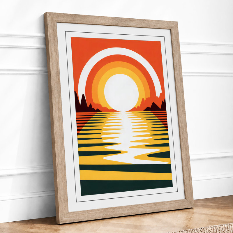 Sunset Over Water Art Deco - Print, A1 - 84.1 x 59.4 cm, Oak