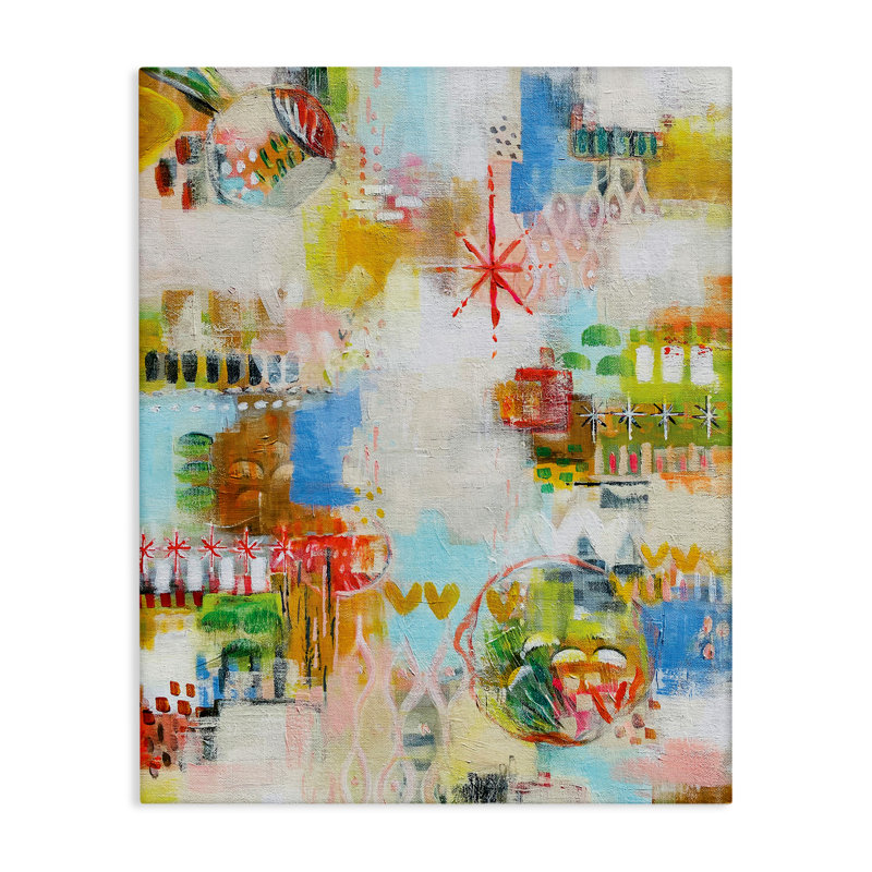 Toile abstraite exubérante d'été, design par Katherine Irvin, H 20 po x l 16 po