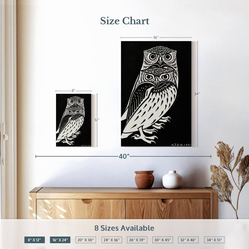 Brampt Two Owls 1921, 12" H x 8" W