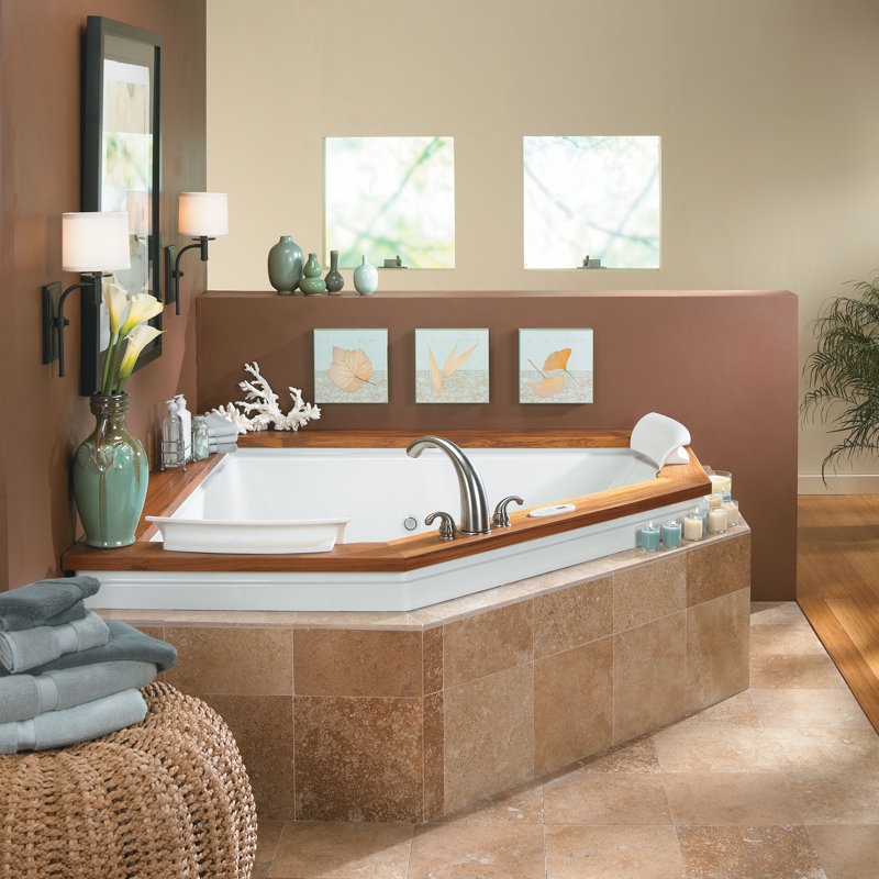 Fuzion® Corner Combination Acrylic Bathtub with Light, White