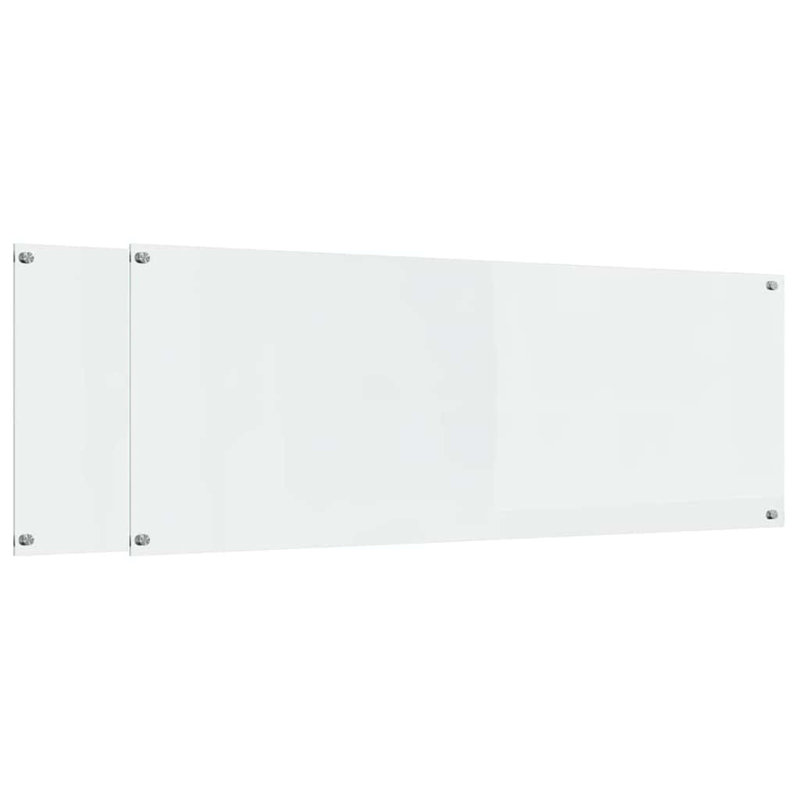 Vidaxl Kitchen Backsplash White 80 X 40 Cm Tempered Glass, 40cm H x 110cm W, Transparent