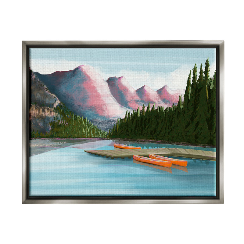 «Calming Lake Camp Nature Canoes Floater», art mural sur toile par cadre arctique, H 17 po x l 21 po x P 1,7 po