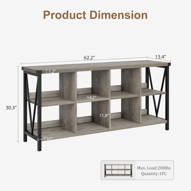 Entryway Console Table, 3 Tier Industrial Metal Sofa Table, Grey/Black, Grey