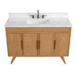 Taylor 48 in. Single Natural Teak Bathroom Vanity with Engineered Stone Top