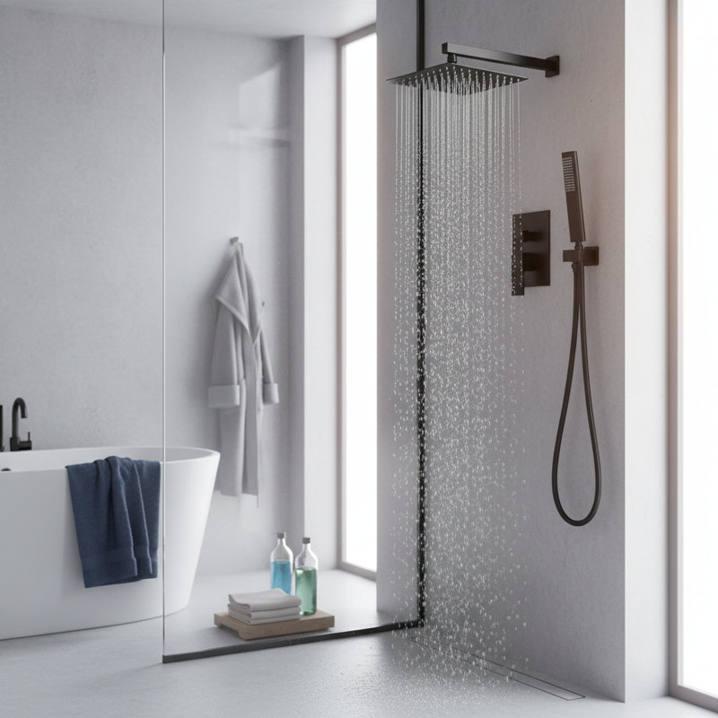 Matte Black 10" Rain Shower System With Handheld Sprayer - High Pressure Dual Function Shower Faucet Set With Rough-in Valve