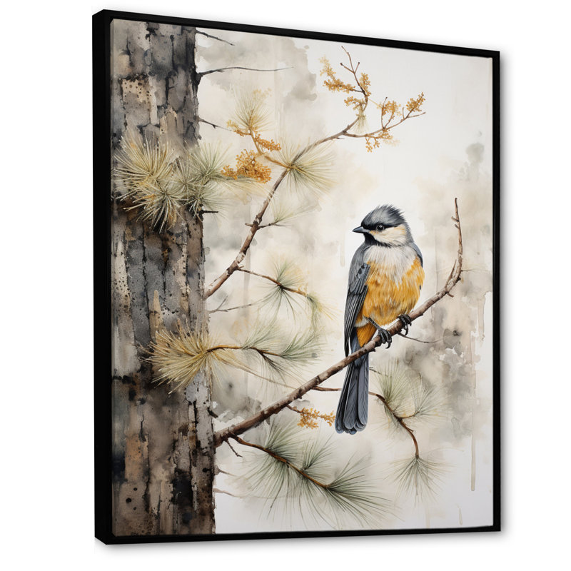 " Forest Minimalism Guardians I ", 44" H x 34" W x 1.5" D, Black Floater Framed
