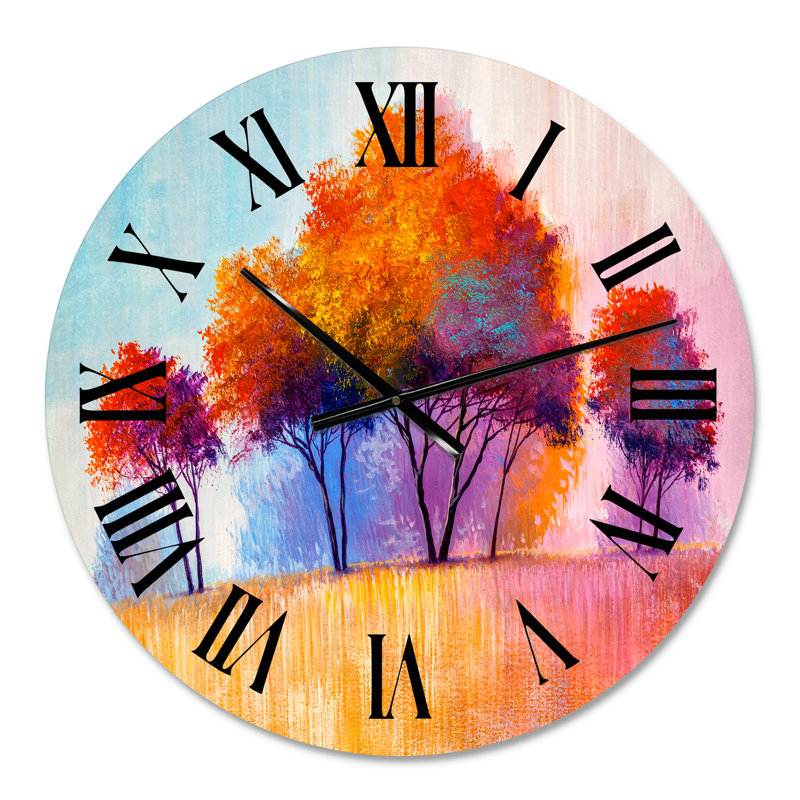 Arbre d'automne forêt colorée XXII - horloge murale maison de campagne, Petit
