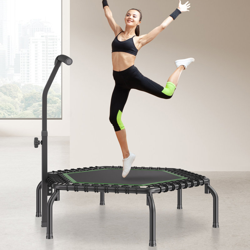 54.5" Black Indoor Fitness Trampoline with Handle