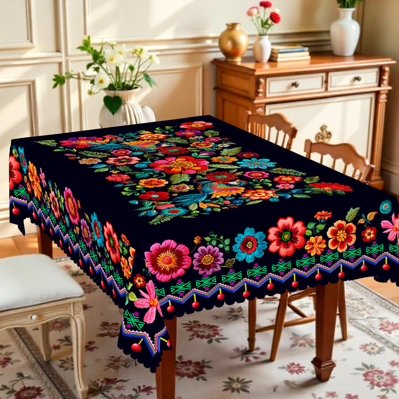 Housse de table à fleurs florales rectangulaires printemps / été 152x220 cm Ellis, L 86 po x l 60 po