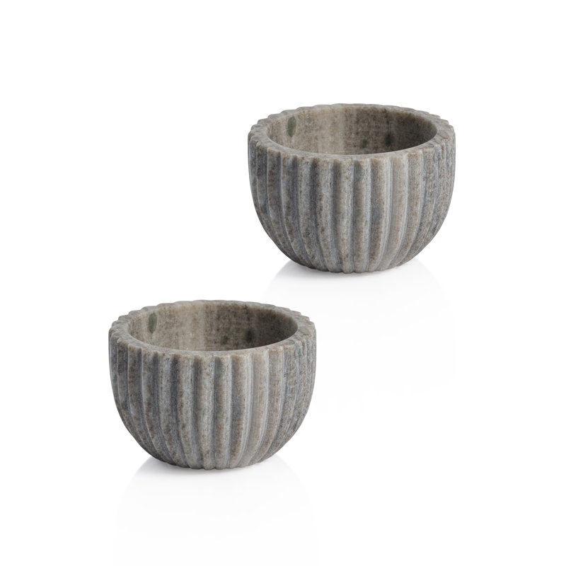 Ebern Designs Trenna Marble Serving Bowl, Gray