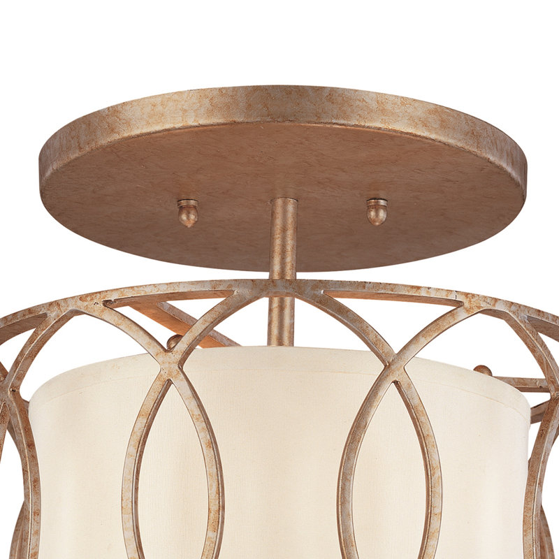Plafonnier semi-encastré 3 lumières 12,25 po , Or argenté