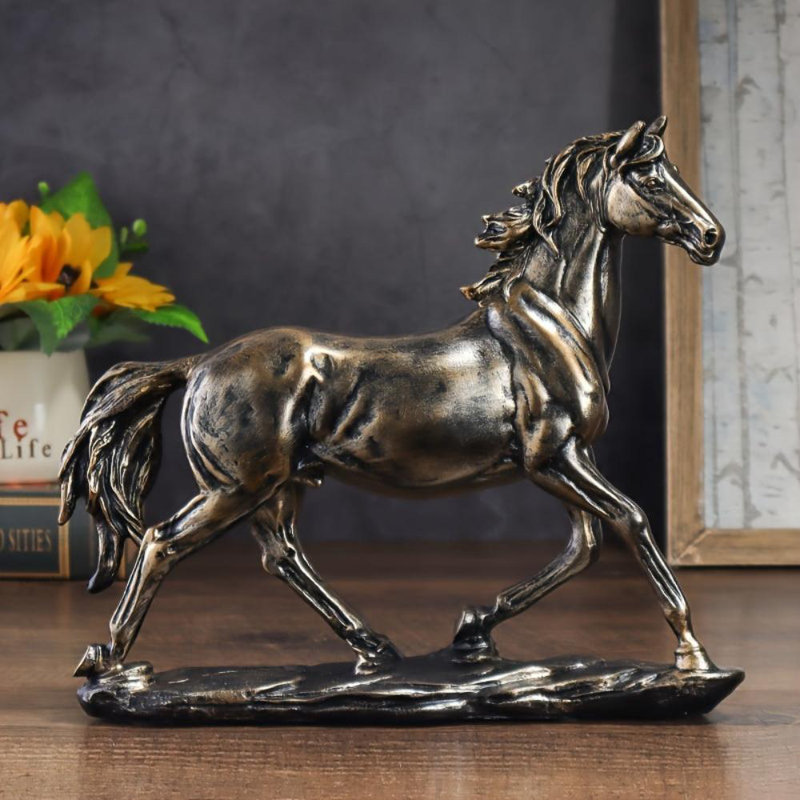 Handcrafted Running Horse Statue, Black