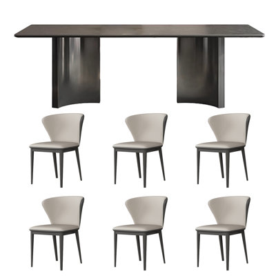 Table et chaise de salle à manger noir clair de luxe clair