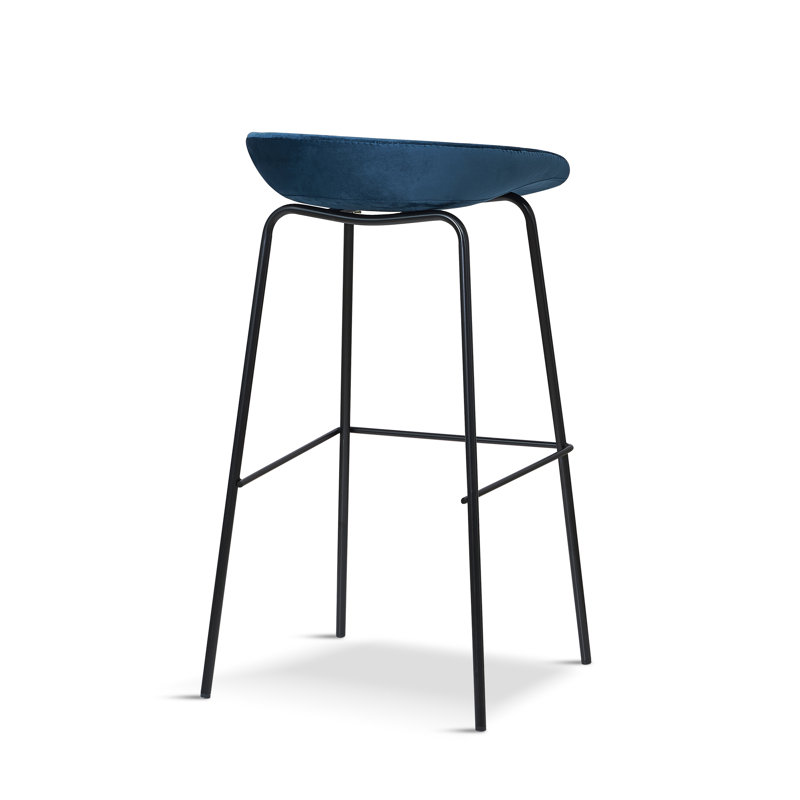 Walther Counter Stool with Solid Wood Frame, 72.5", Midnight Blue