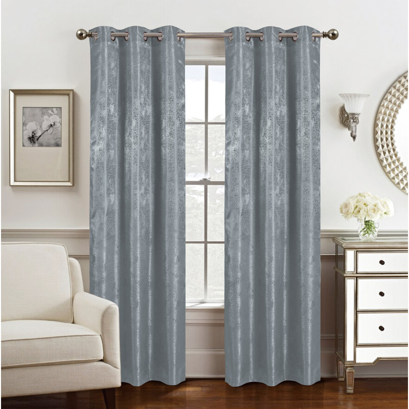 Panneau de rideau de fenêtre filtrant la lumière à deux tons Triena, Gris anthracite, L 55 po x L 90 po