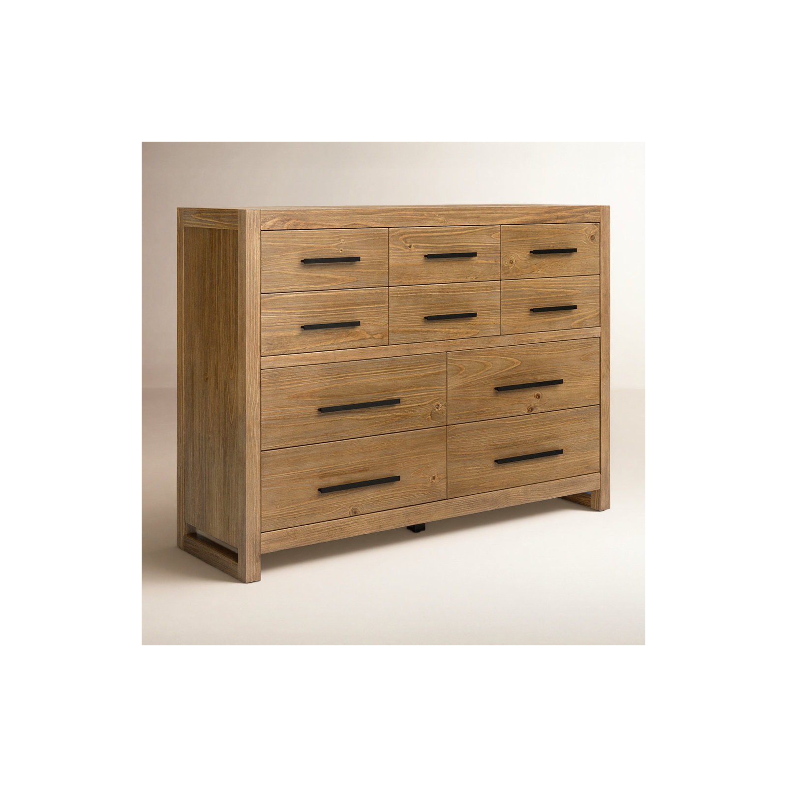 Modica 10-Drawer Solid Wood Dresser, Honey Brown