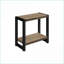 Table basse en bois à 2 niveaux pour le salon - Pieds en métal noir robuste, stratifié brun peu encombrant