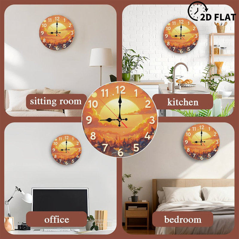 Horloge avec coucher de soleil