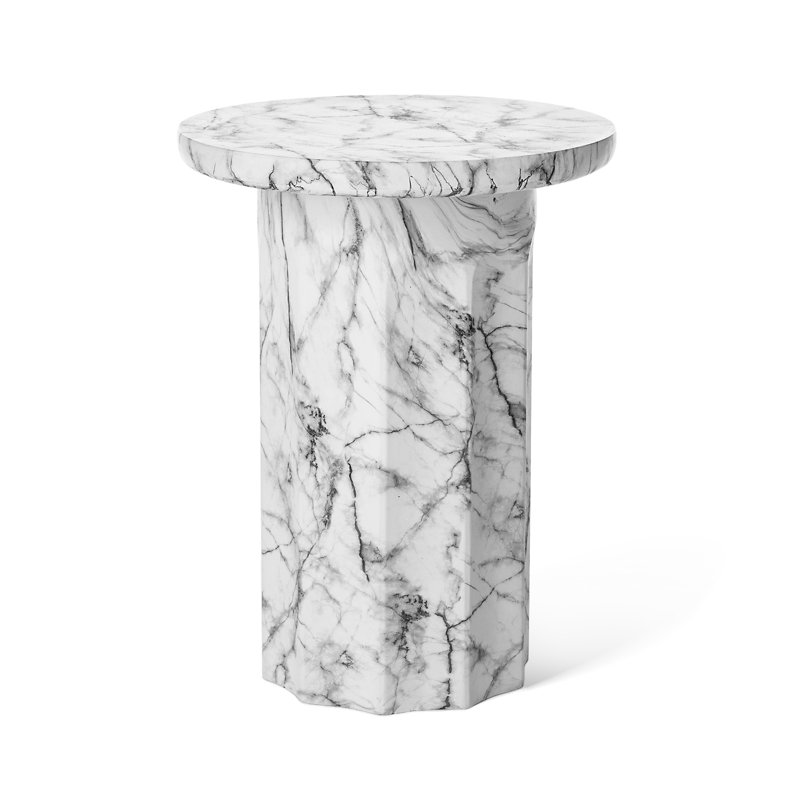 White Marble Round Three-Leg Accent Table