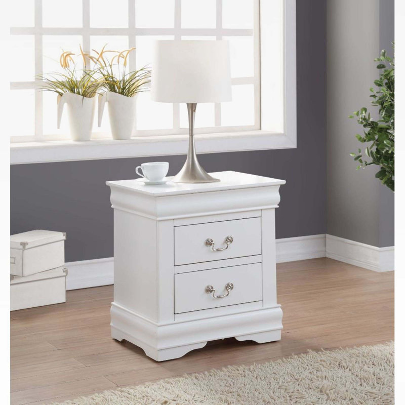 Table de chevet 2 tiroirs, table de bout, table d'appoint Wan , White