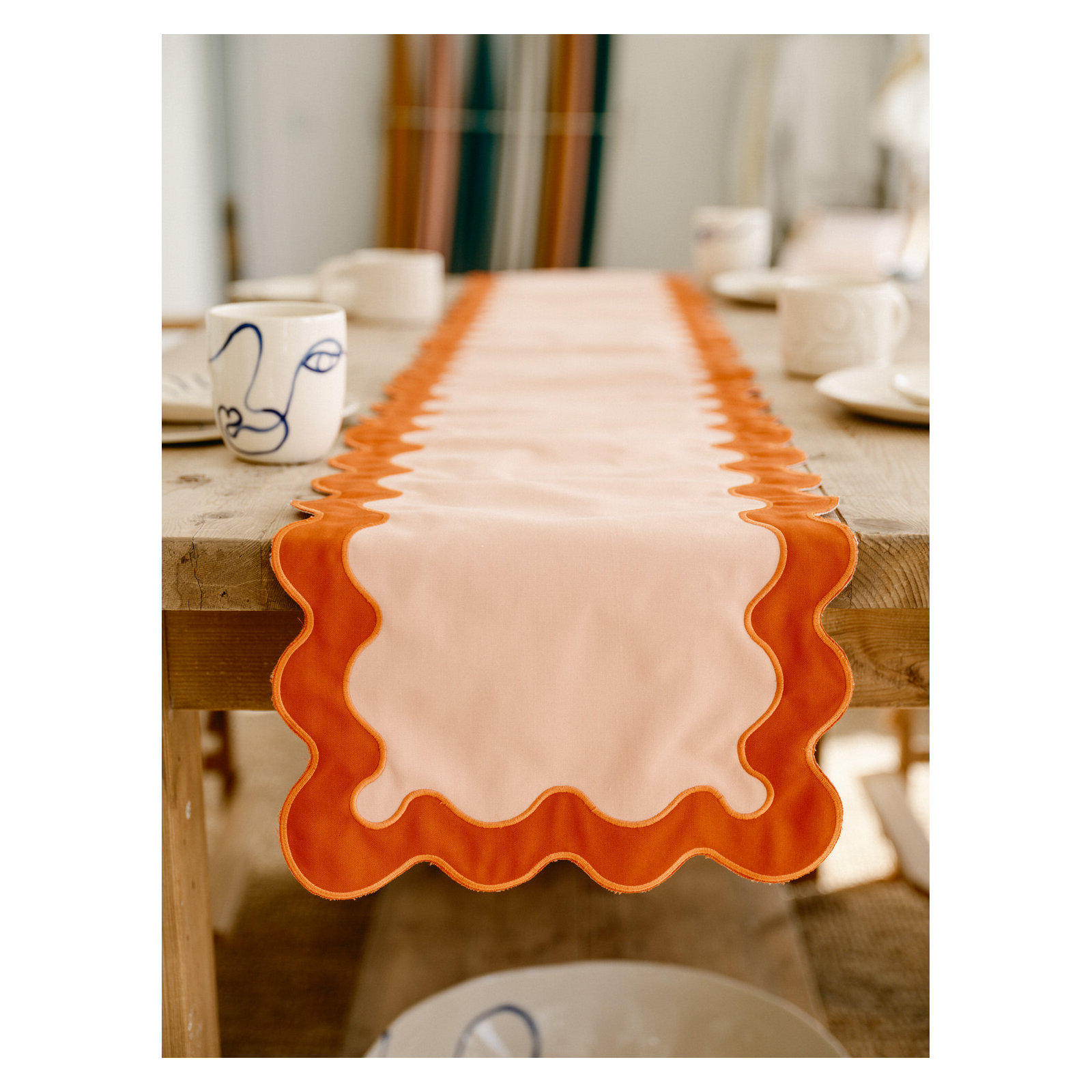  Polyester Embroidered Rectangle Placemat, Pink