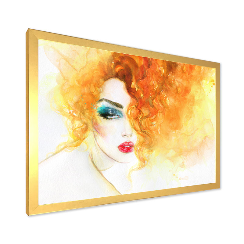 Portrait d'un mannequin élégant - Art mural sur toile Glam, Cadre doré, H 34 po x l 44 po x P 1,5 po