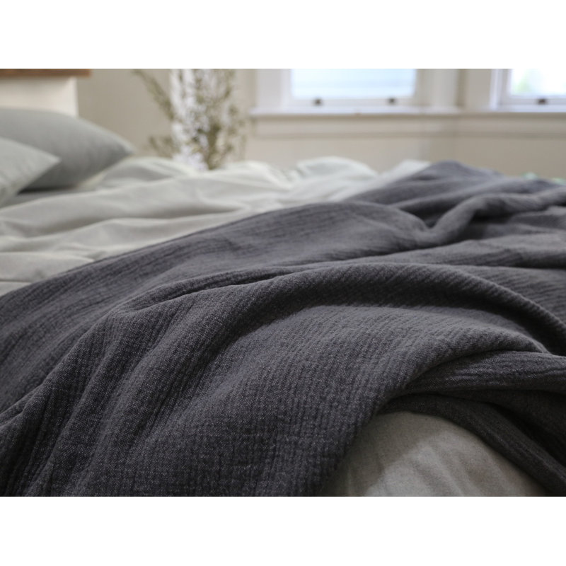 Charcoal Organic Cotton Reversible Baby Blanket