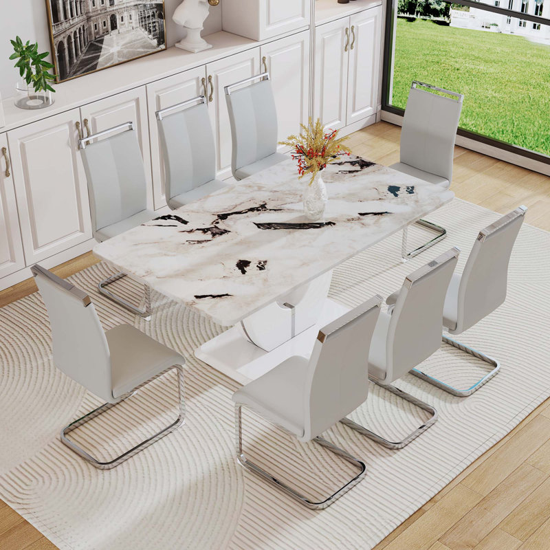 Ensembles de tables de salle à manger, Beige/Argenté, 9
