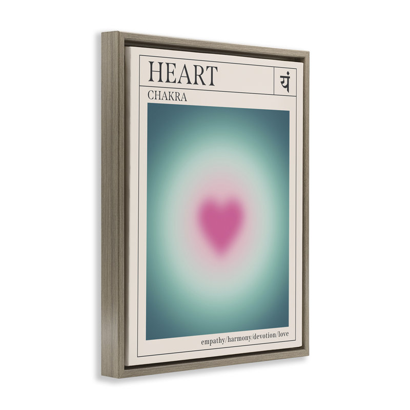 «Heart Chakra Meditation», art mural encadré flottant, Cadre flottant orme Montalcino, H 31 po x l 25 po