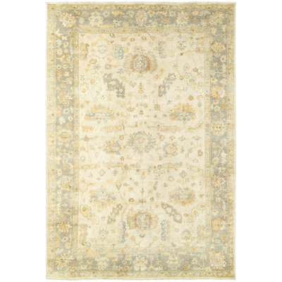 Tapis beige / gris en laine noué à la main Presley