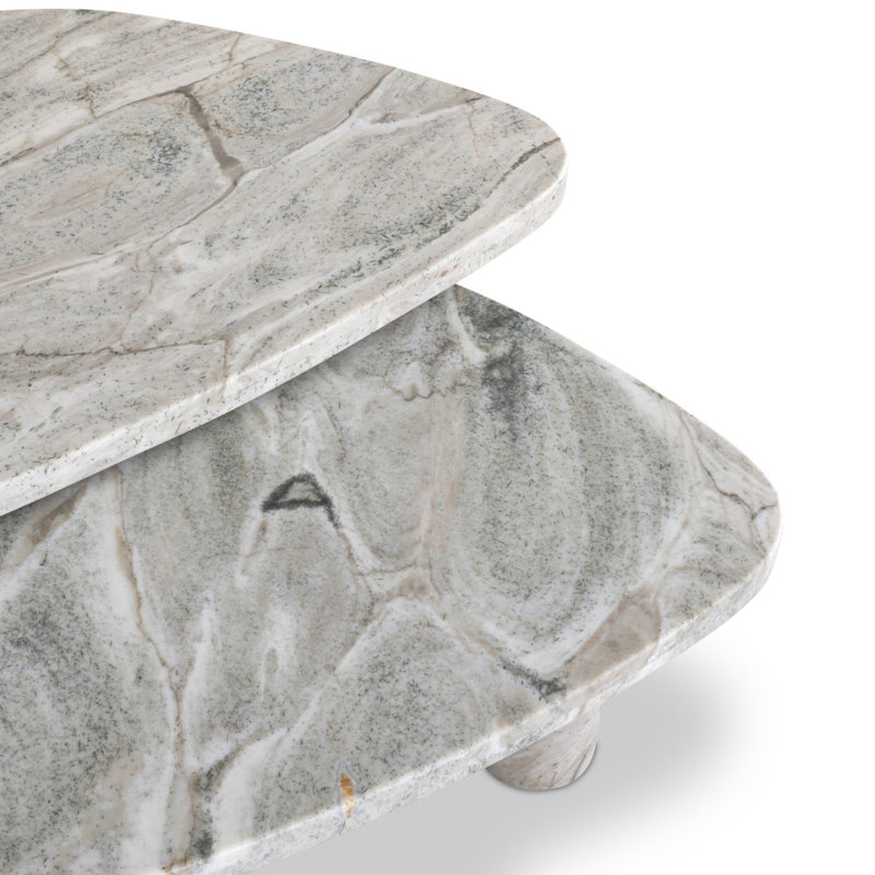 Zion Coffee Table Set - Merlot Marble, Sage Onyx
