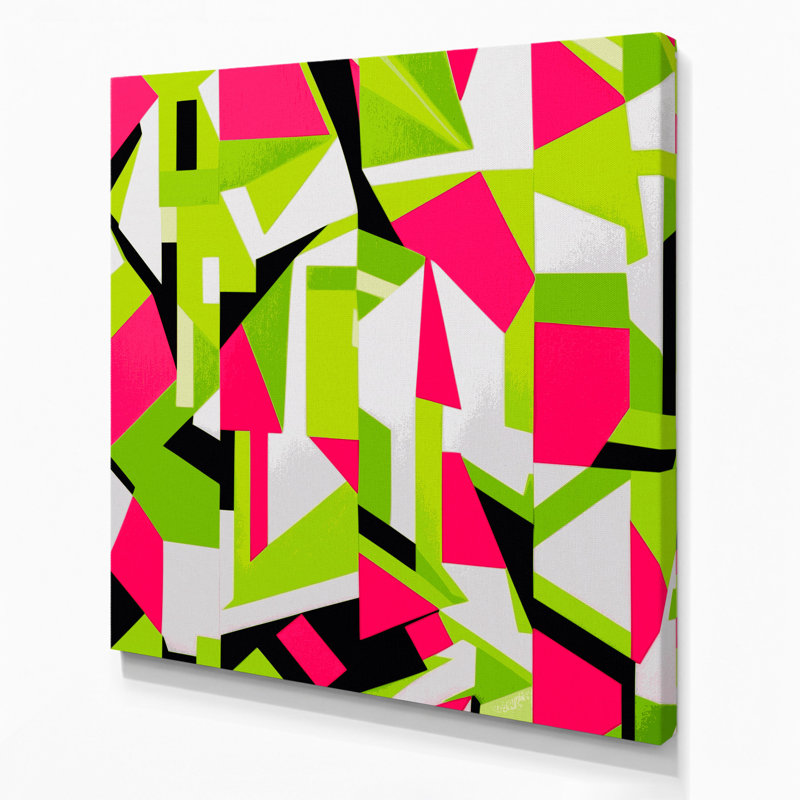 «Abstract Shapes 59», art mural sur toile verte, H 12 po x l 12 po
