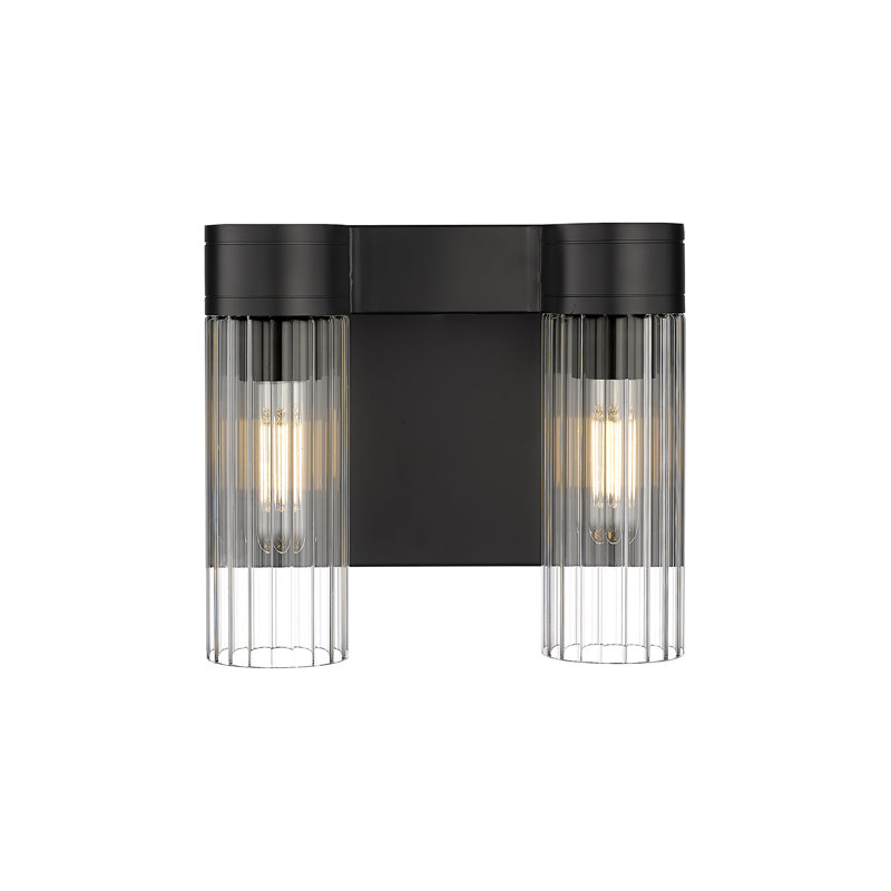 Applique murale 11 po 2 lumières Empire, Transparent, H 9,5 po x l 10,5 po x P 5,5 po, Noir mat