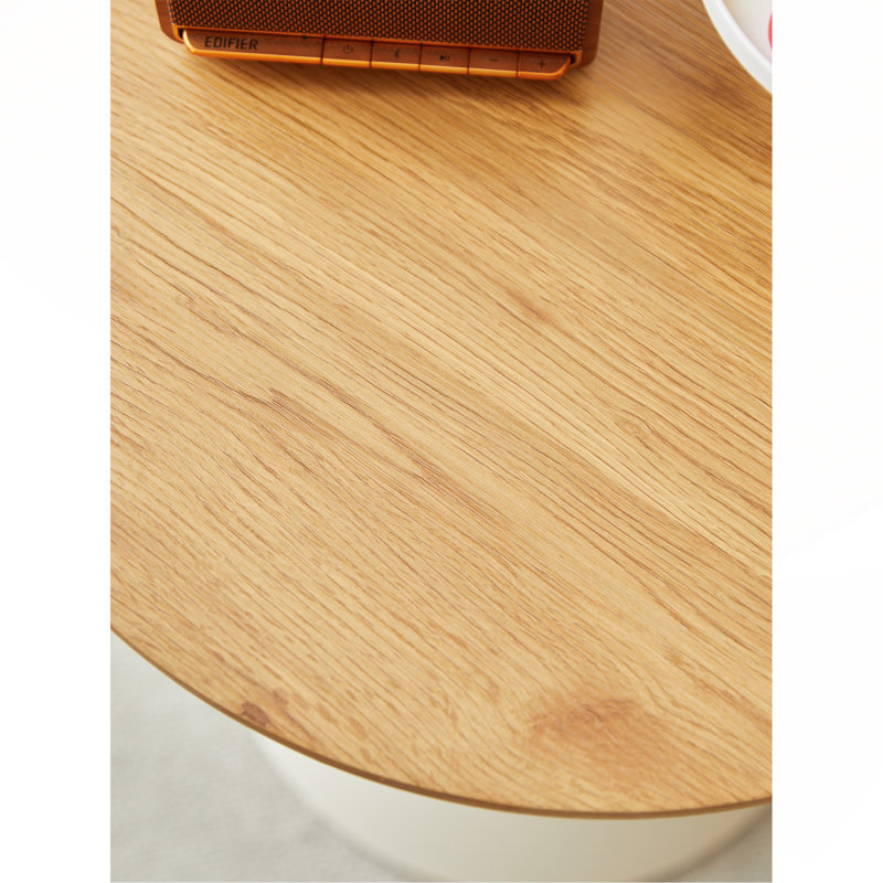 Table basse ronde blanche et bois