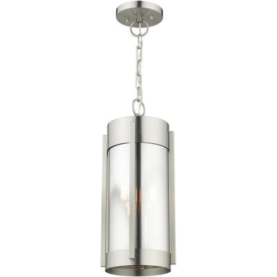2-Light Outdoor Pendant Lantern with Smoke Glass Shade