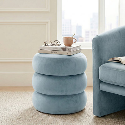 Modern Round Velvet Side Table,Upholstered Nightstand