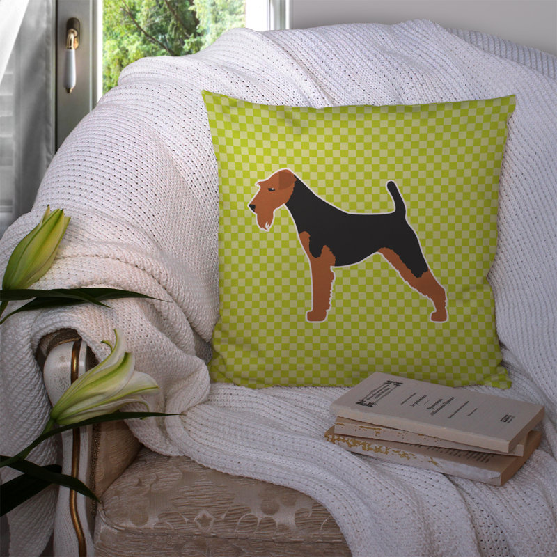 Coussin décoratif intérieur/extérieur airedale, H 18 po x l 18 po x P 3 po, Vert