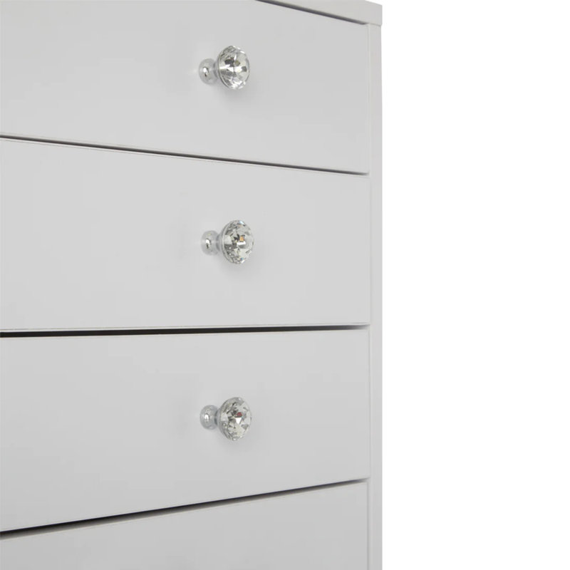 9 Drawer Makeup Vanity Storage Unit with Soft Close Dresser with Crystal Lux Drawer Knobs, White