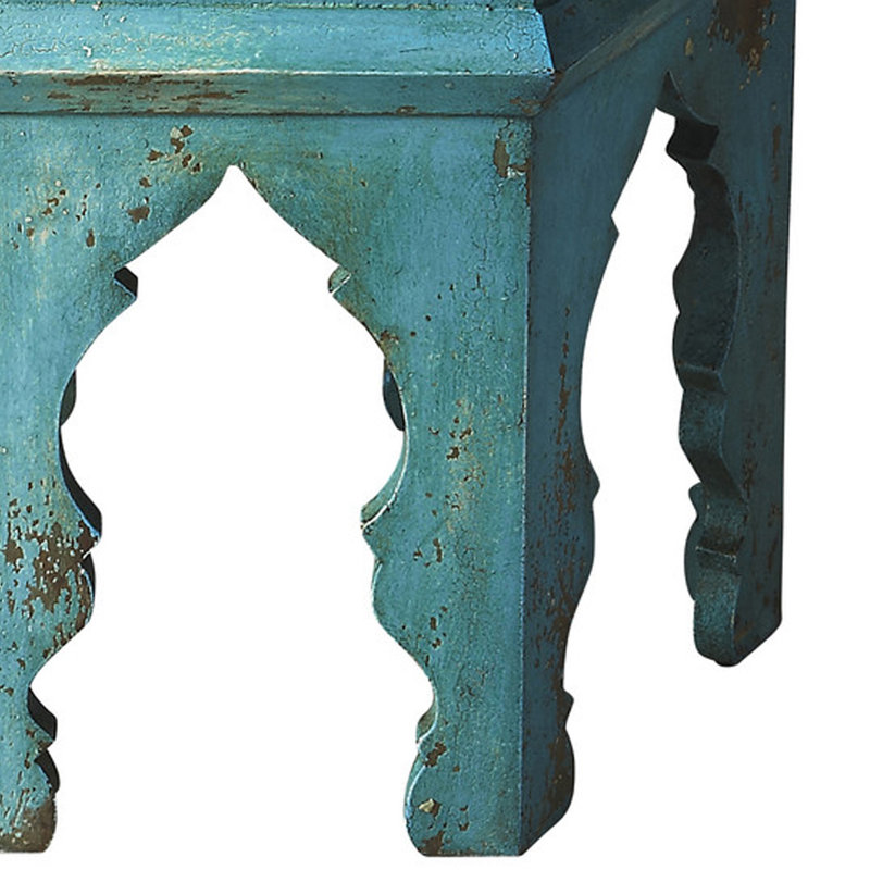  Tanger W Hexagon Table d'appoint en bois massif, bleu
