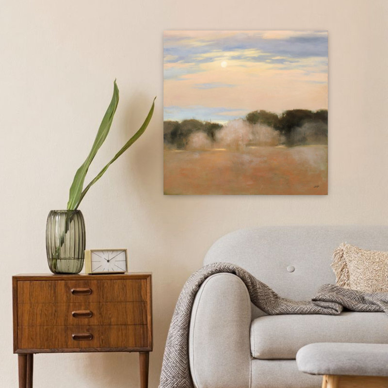 Art contemporain Sienna Fields I Moon Sq avec des nuages bruns, H 24 po x l 24 po