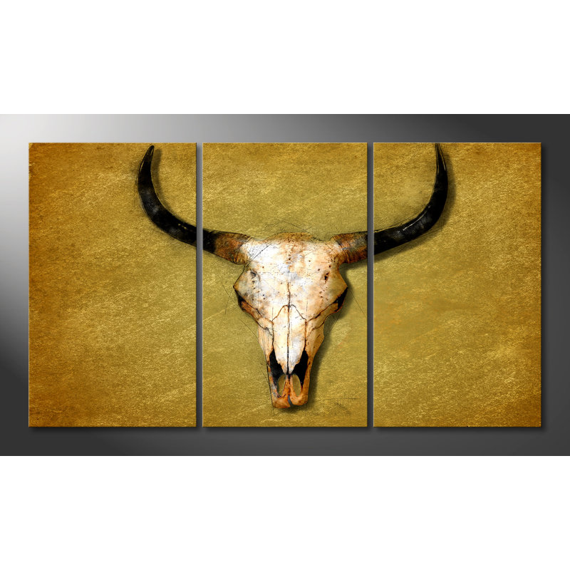 The Bull Wall Art on Canvas, 100 cm H x 180 cm W, 3 Piece Canvas Set