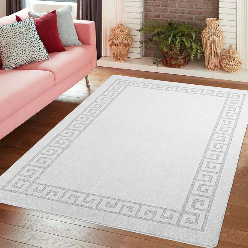 Silver Non Slip ROCCO Area Rugs & Runners – Luxury Living Room Carpet, Bedroom Rug, Kitchen Floor Mat & Hallway Door Mat