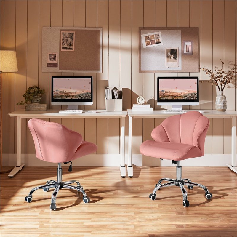 Desk Chair with Rolling Wheels, Pink