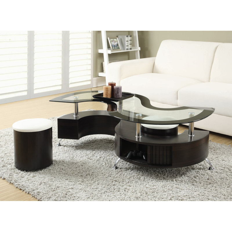 3-Piece Coffee Table And Stools Set Cappuccino